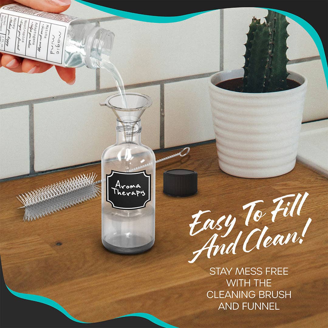 Nevlers - Wholesale Jar - Nevlers 2 oz Boston Round Clear Glass Bottles (Set of 48) | Includes Funnel, Brush, Shrink Wrap, Labels and Marker3