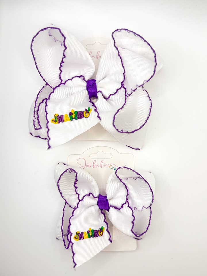 Noeud à cheveux brodé Mambo pour la vente par Just For Fun Threads