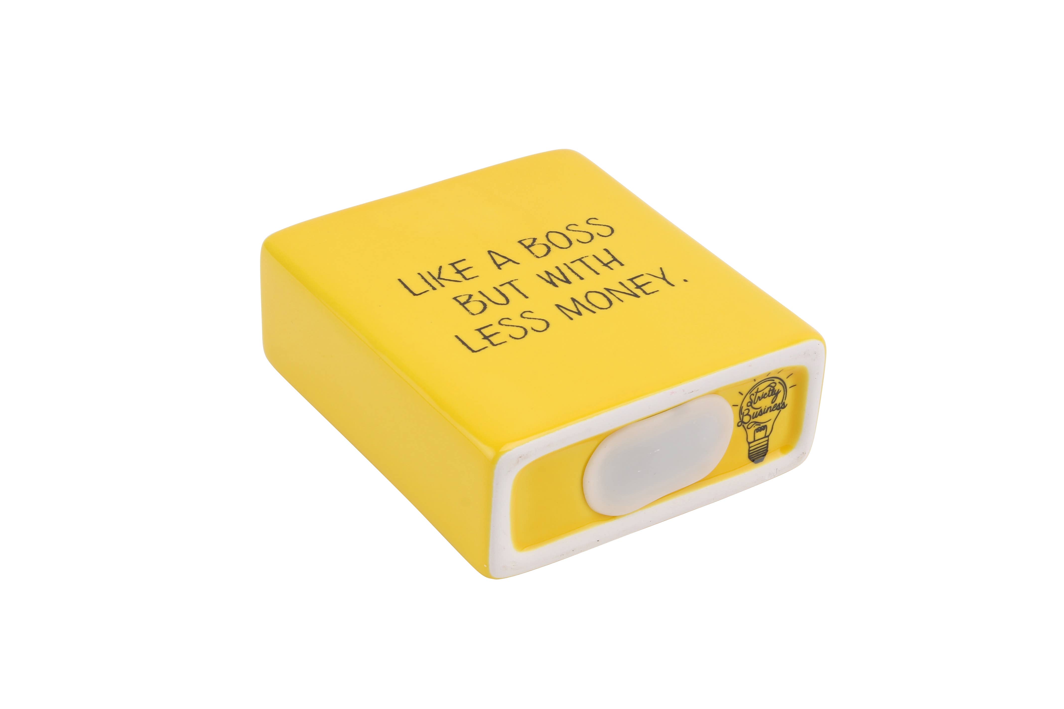 CGB Giftware - Vente Tirelires - Tirelire Strictly Business Yellow Like A Boss1