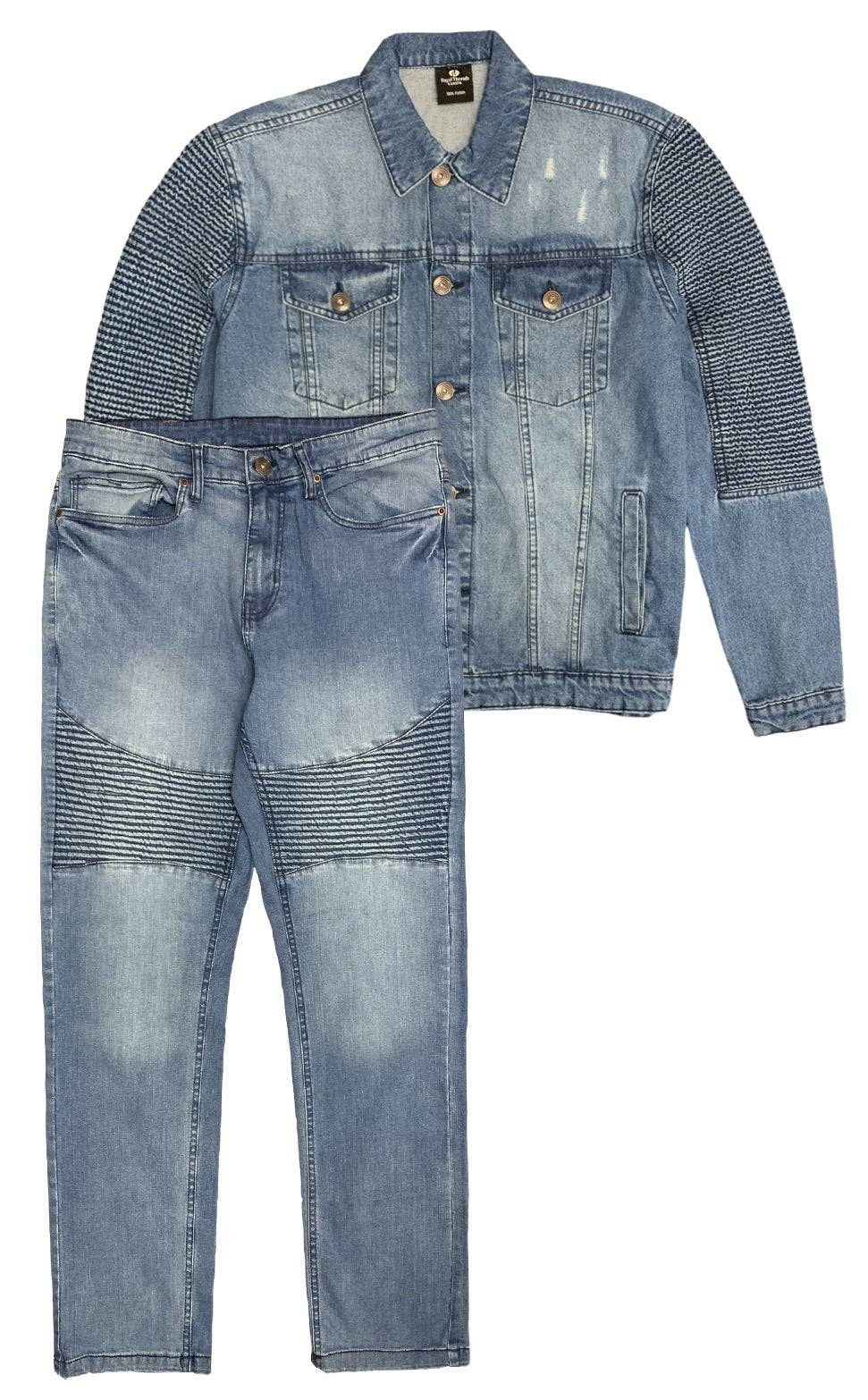 Royal Threads - Wholesale Suit Set - Men's - Men's Biker Denim Jean Suit Classic Fit 2-Piece Outfit3