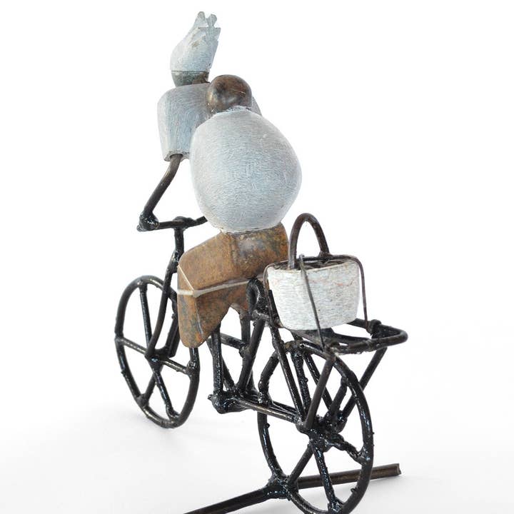 Swahili | AFRICAN MODERN - Wholesale Sculpture - Zimbabwean Simple Life Stone & Metal Babywearing Bicy3