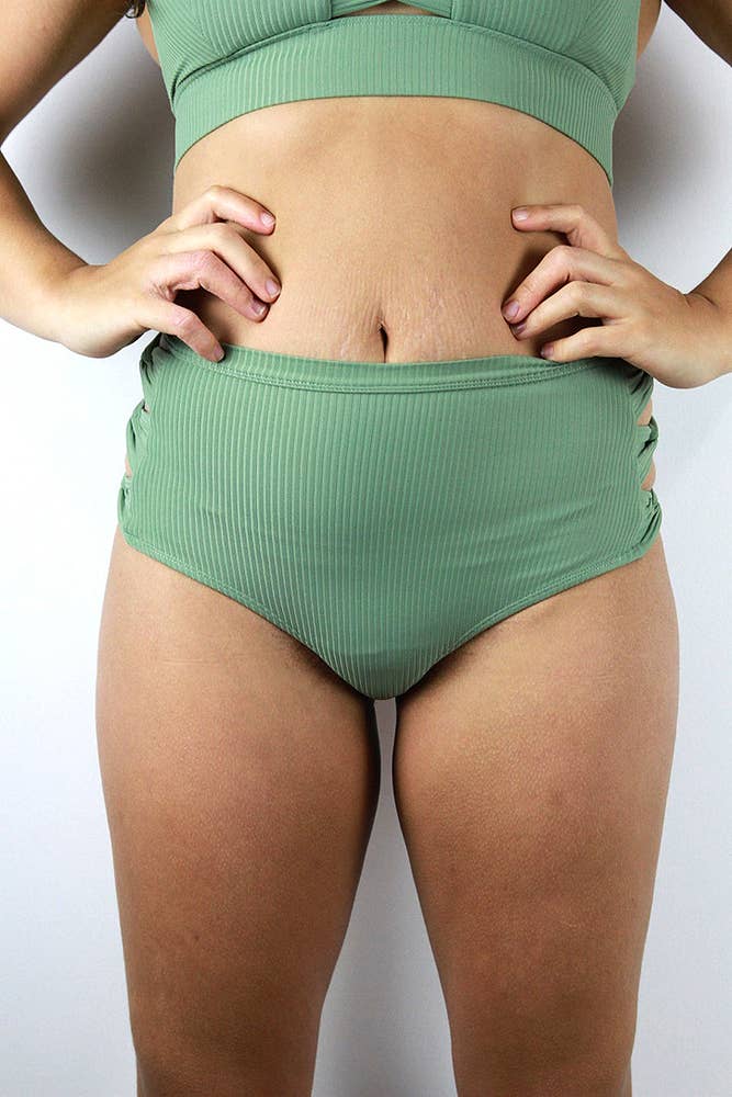 Sasha Mid Waist Garter Short - Sage Green for wholesale on Faire9