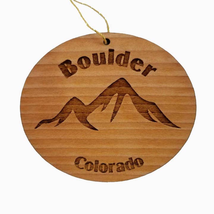 Ornement en bois fait main de Boulder Colorado Souvenir CO Montagnes Station de ski pour la vente par Happy Wood Products