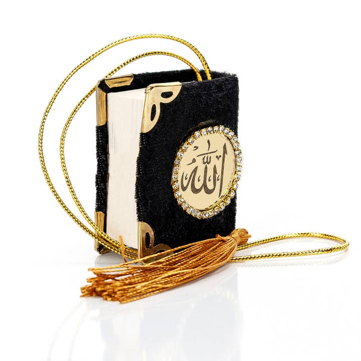Hakan - Wholesale Prayer Beads Necklace - Velvet Mini Quran Rosary Islamic Gift Set of 2, (Black)