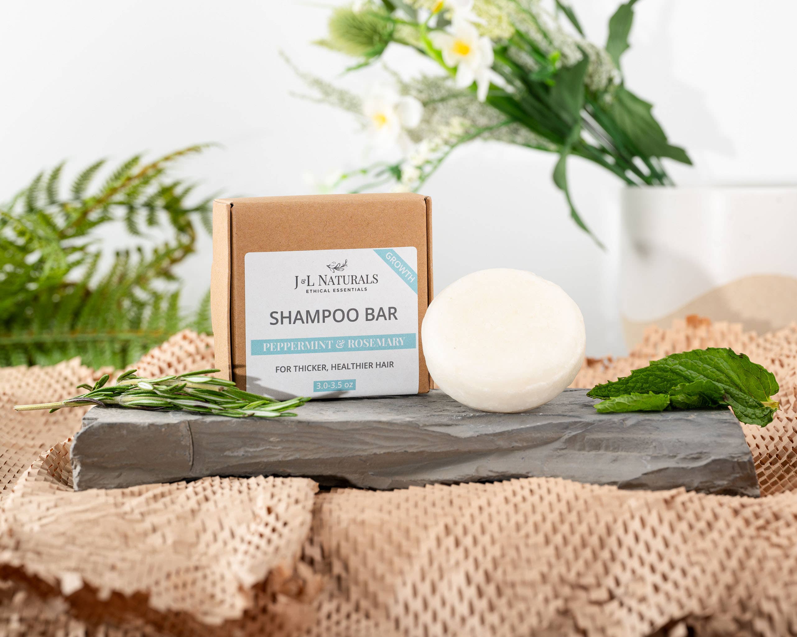 J&L Naturals – Caixa de champô/champô sólido por atacado – Barra de shampoo sem sulfato - 3 fragrâncias: Crescimento, Força, Hidratação5