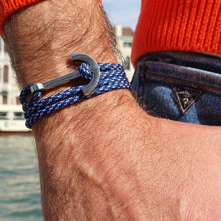 Break Time - Vente Bracelet tissé/tressé - Bracelet ancre camouflage bleu YACHT CLUB (YCB11)2
