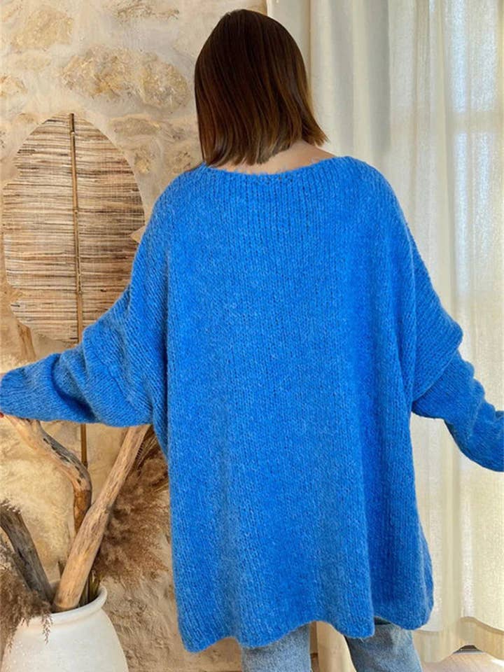 Rosa Clothing - Wholesale Tunic Sweater - Women's - Love and Peace v-neck loose Knit Sweater