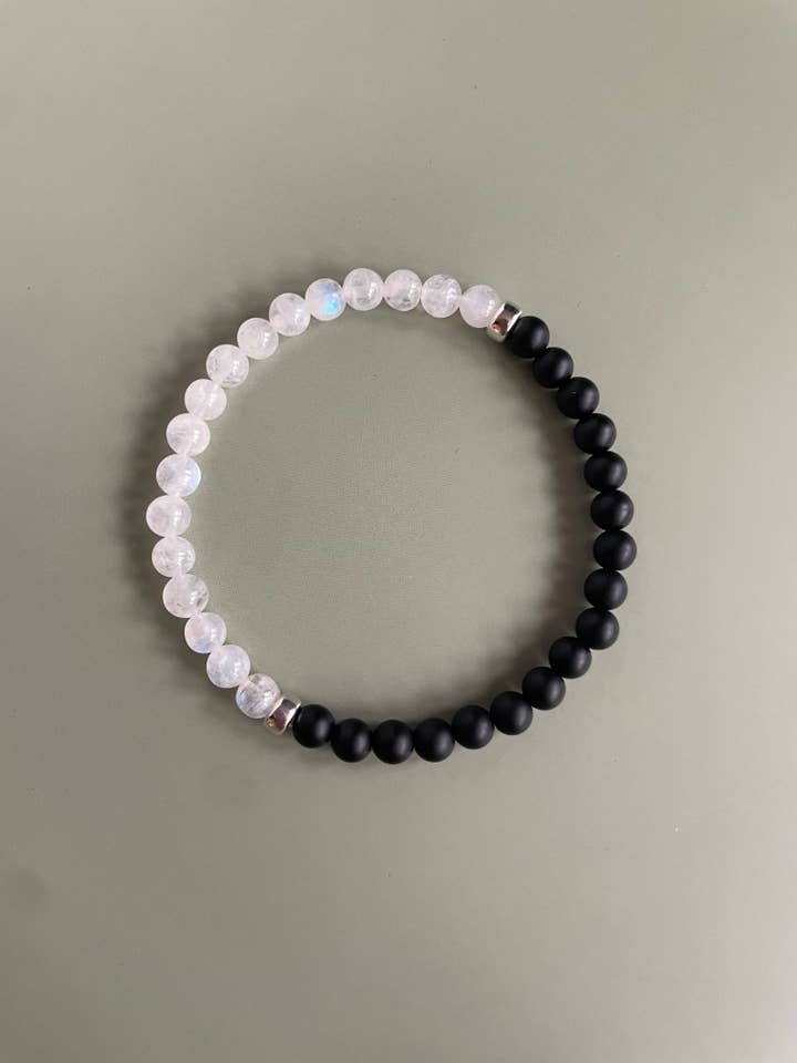 Onyx Moonstone Duo Bracelet for wholesale by Gioielli By Gabriella