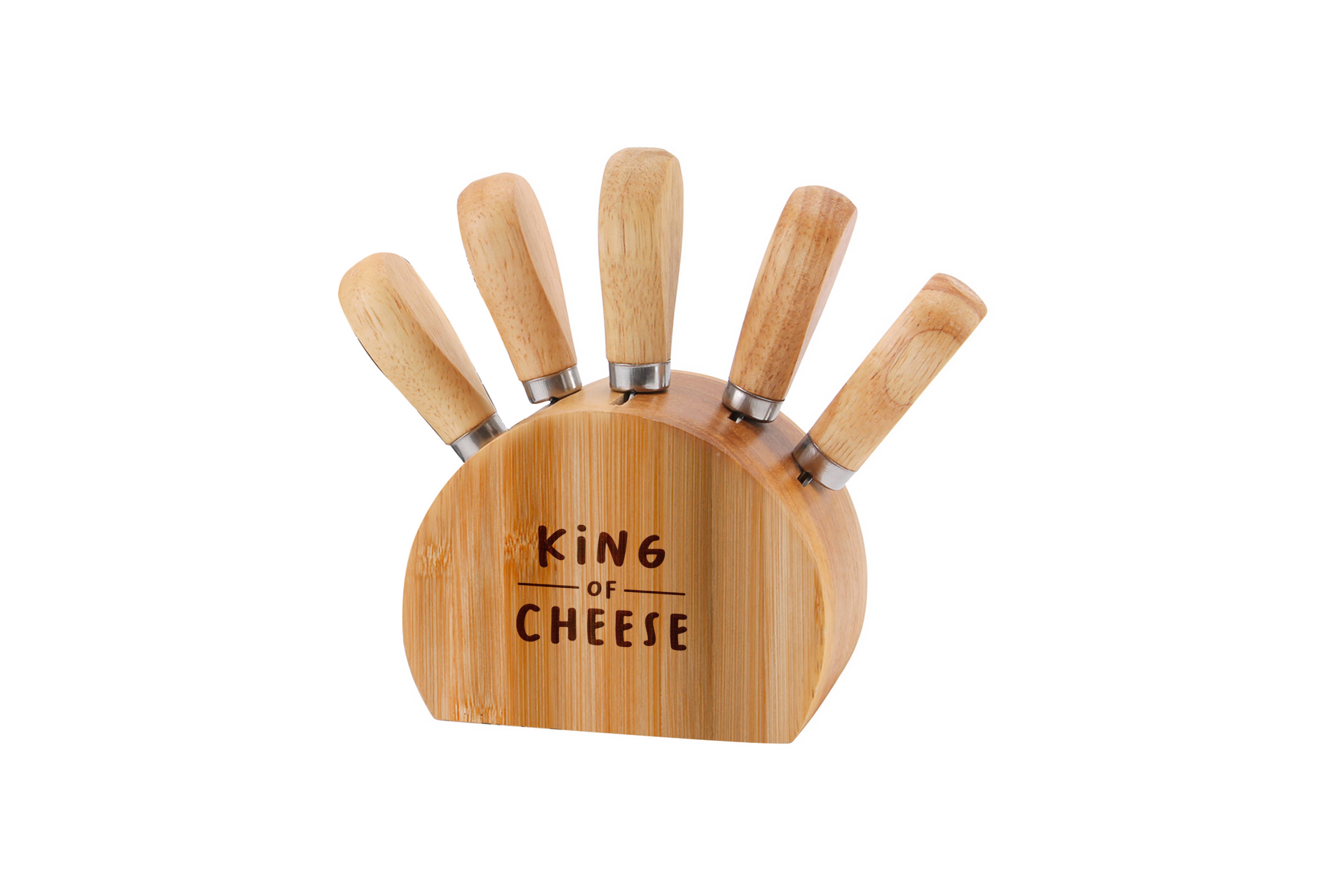 CGB Giftware - Wholesale Knife Block - Loft 'King Of Cheese' Wooden Cheese Knife Block1