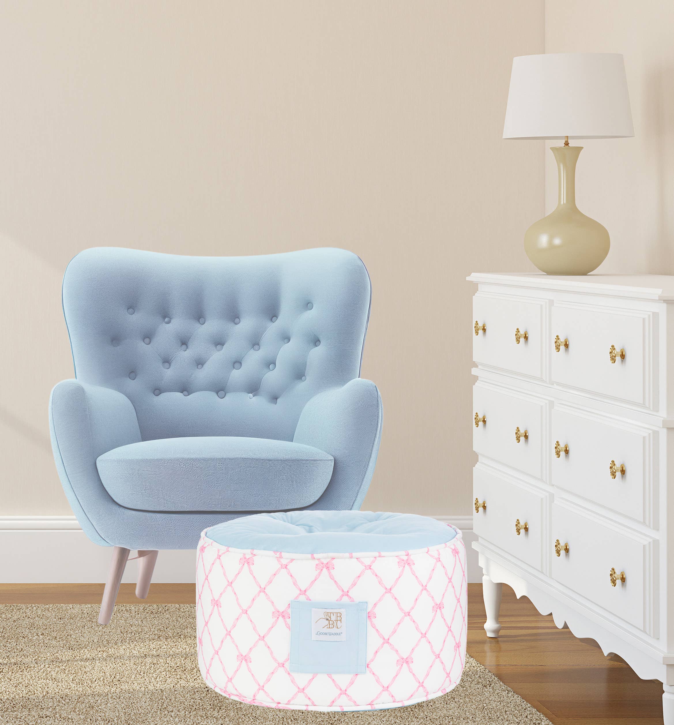 GooseWaddle + Pello - Wholesale Pouf - Kids - The Beaufort Bonnet Company Belle Meade Bow Ottoman1