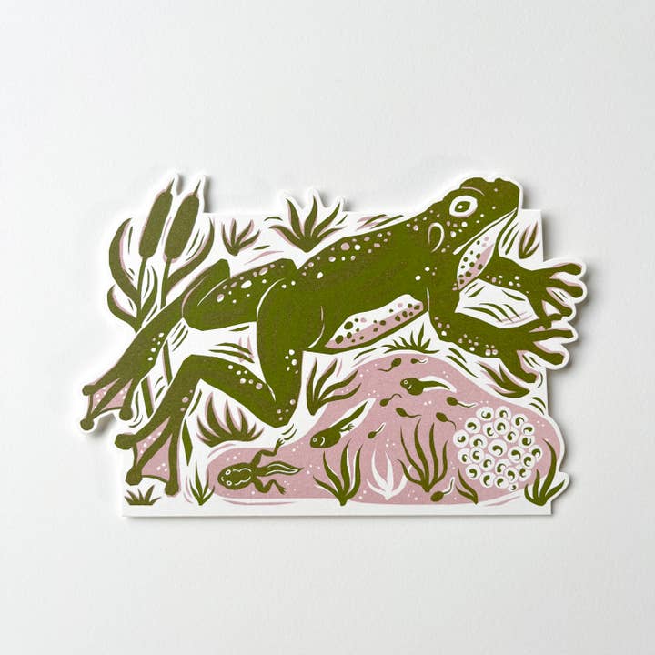 Die-Cut Greetings Card - Jumping Frog for wholesale by Folded Forest