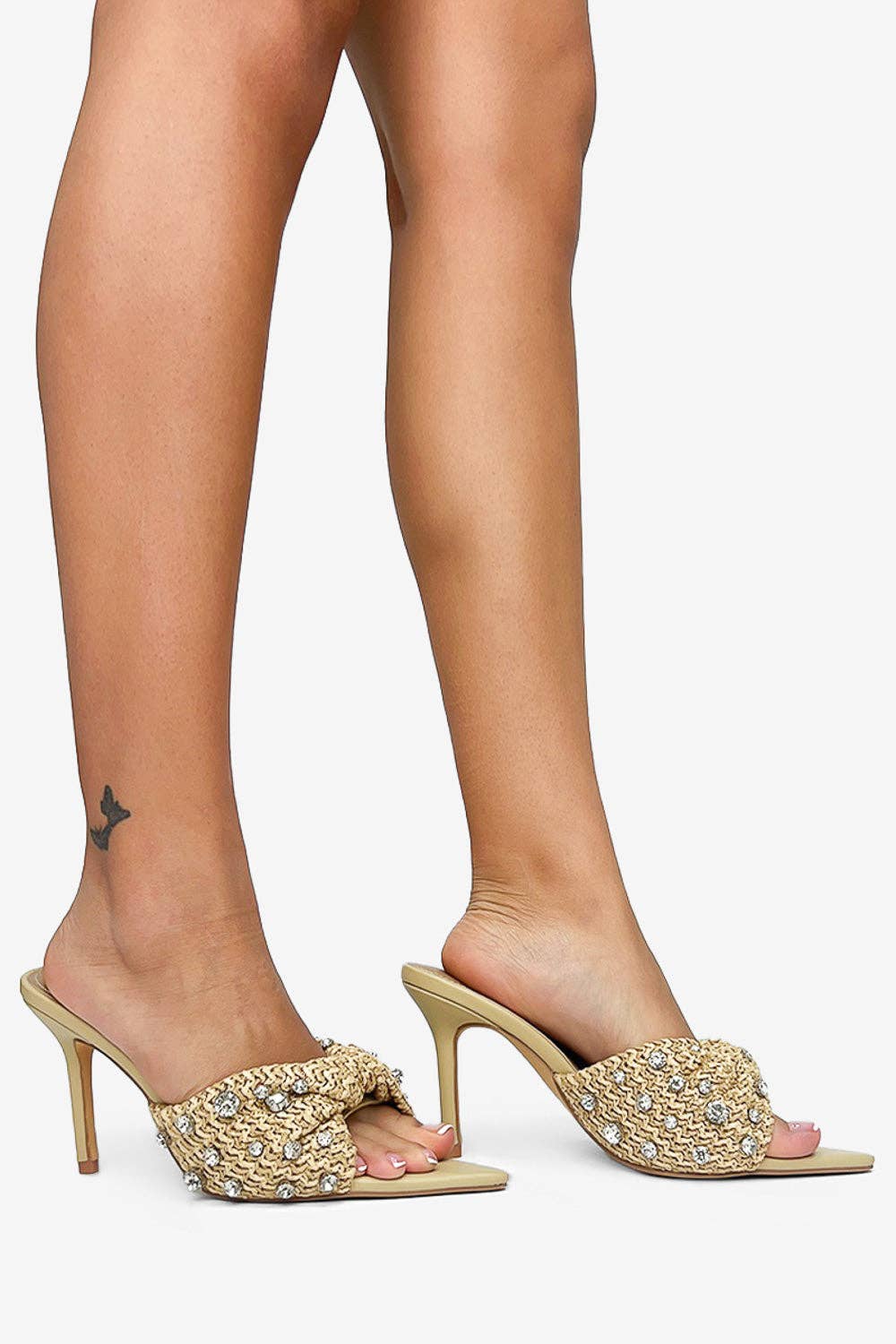 Lemonade Shoes - Vendita all'ingrosso Tacchi alti - Donna - KORRA - Sandali di lusso in rafia con perline, tonalità dorata10