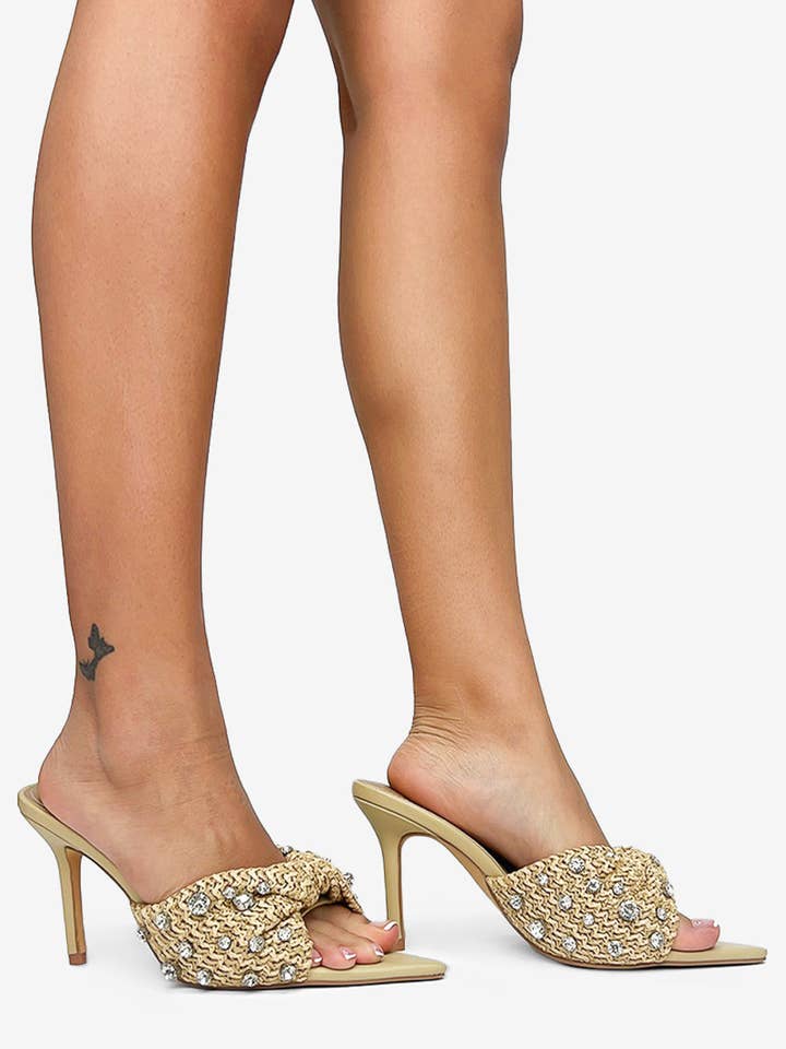 Lemonade Shoes - Vendita all'ingrosso Tacchi alti - Donna - KORRA - Sandali di lusso in rafia con perline, tonalità dorata10