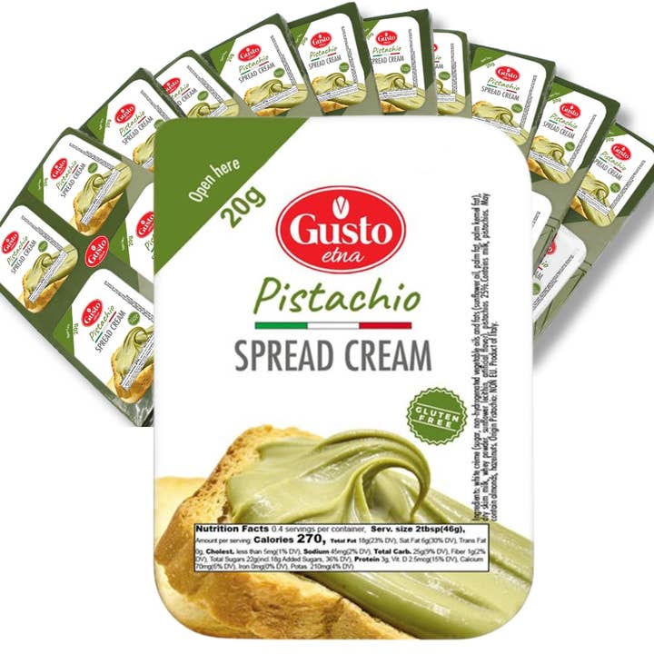 Wholesale Italian Food - Wholesale Nut Butter - Gusto Etna, Pistachio Cream Cups, 40 Cups, 20 g each