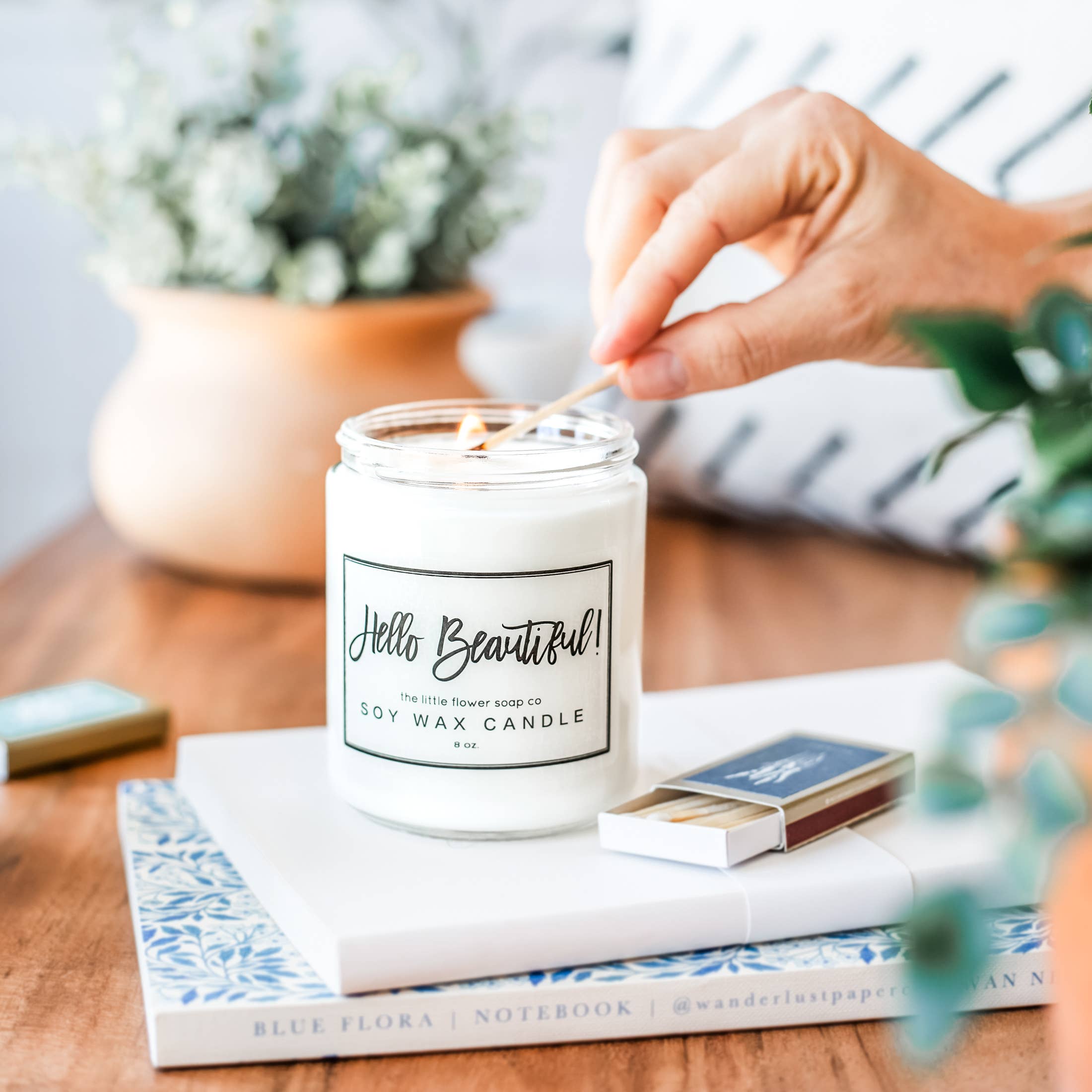 The Little Flower Soap Co - Wholesale Jar/Filled Candle - Hello Beautiful! - 8oz Candle0