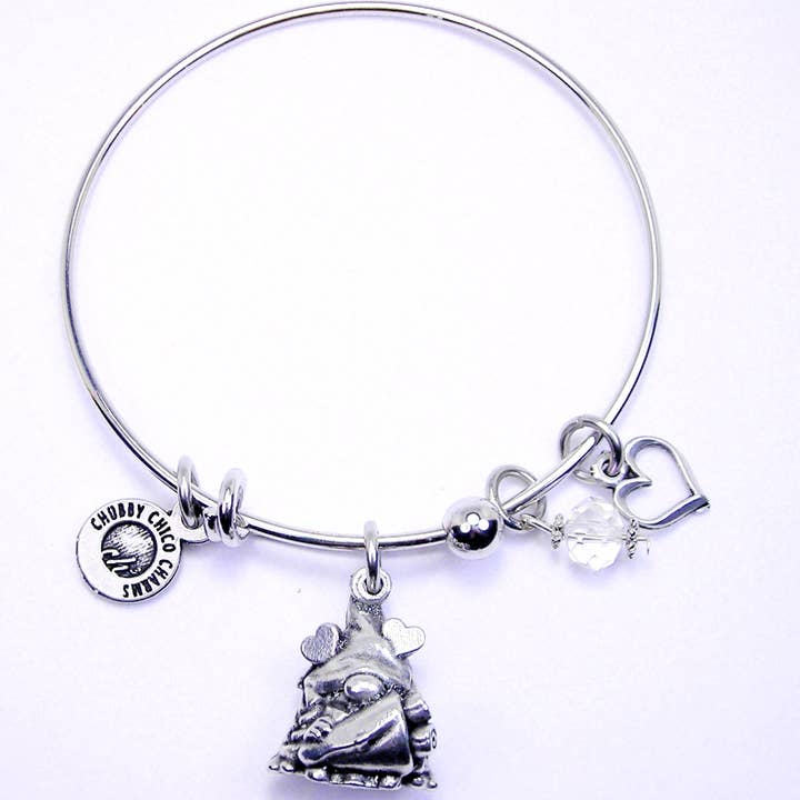 Female 3D gnome Bangle Bracelet Valentine or Mother's day for wholesale by Chubby Chico Charms