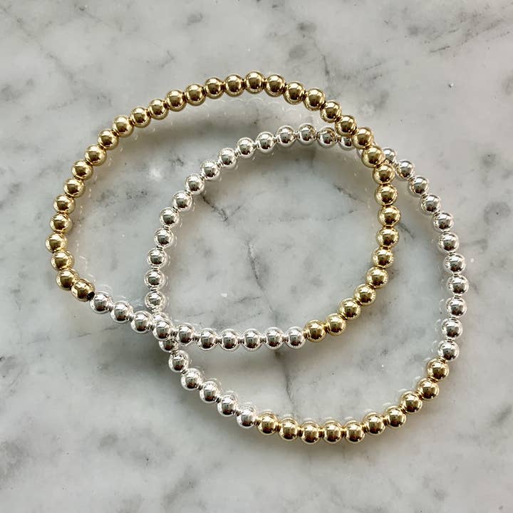 4mm pärlstav armband med en rad kontrasterande 4mm pärlor för wholesale av Kelly and Rose Boutique