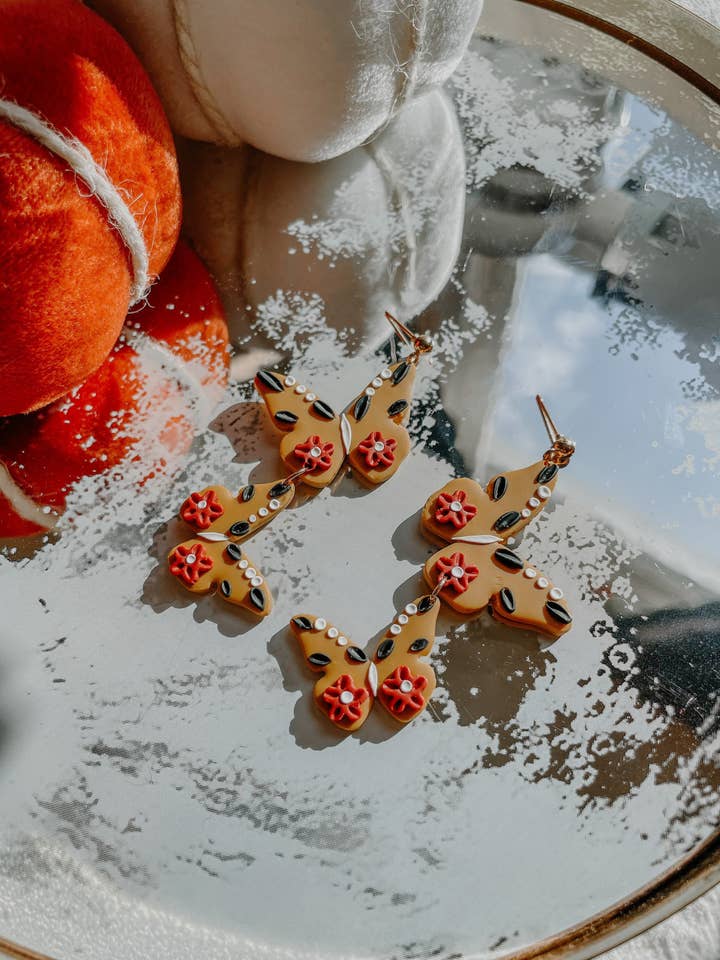 Boho Butterfly CLAY EARRINGS | Lightweight | Durable for wholesale by River & Rose Co.