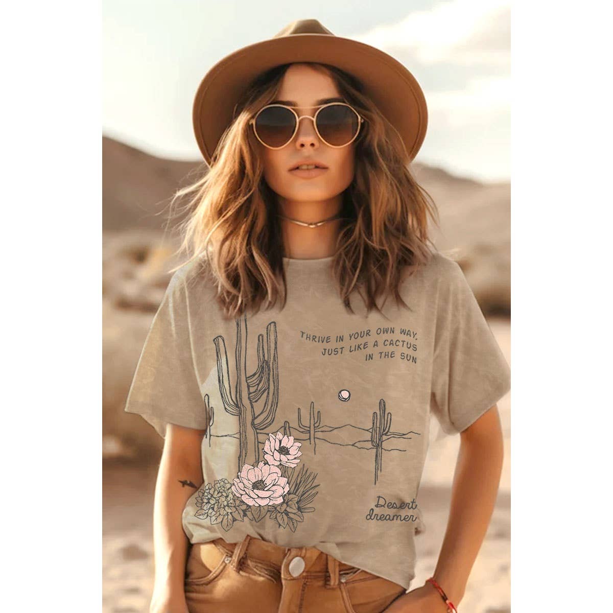 HRTandLUV - Wholesale T-Shirt (Graphic) - Women's - JUST LIKE A CACTUS MINERAL GRAPHIC TOP5