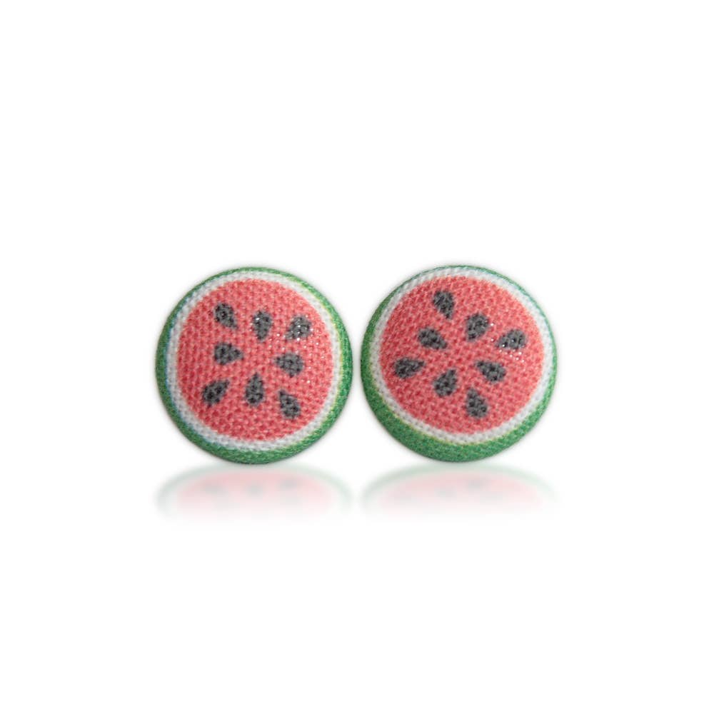Rachel O's - Wholesale Stud/Post Earrings - Watermelons Fabric Button Earrings4