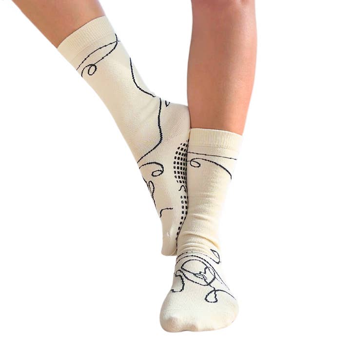 Tucketts - Wholesale Socks - Women's - Crew Closed Toe - Ella Off-White