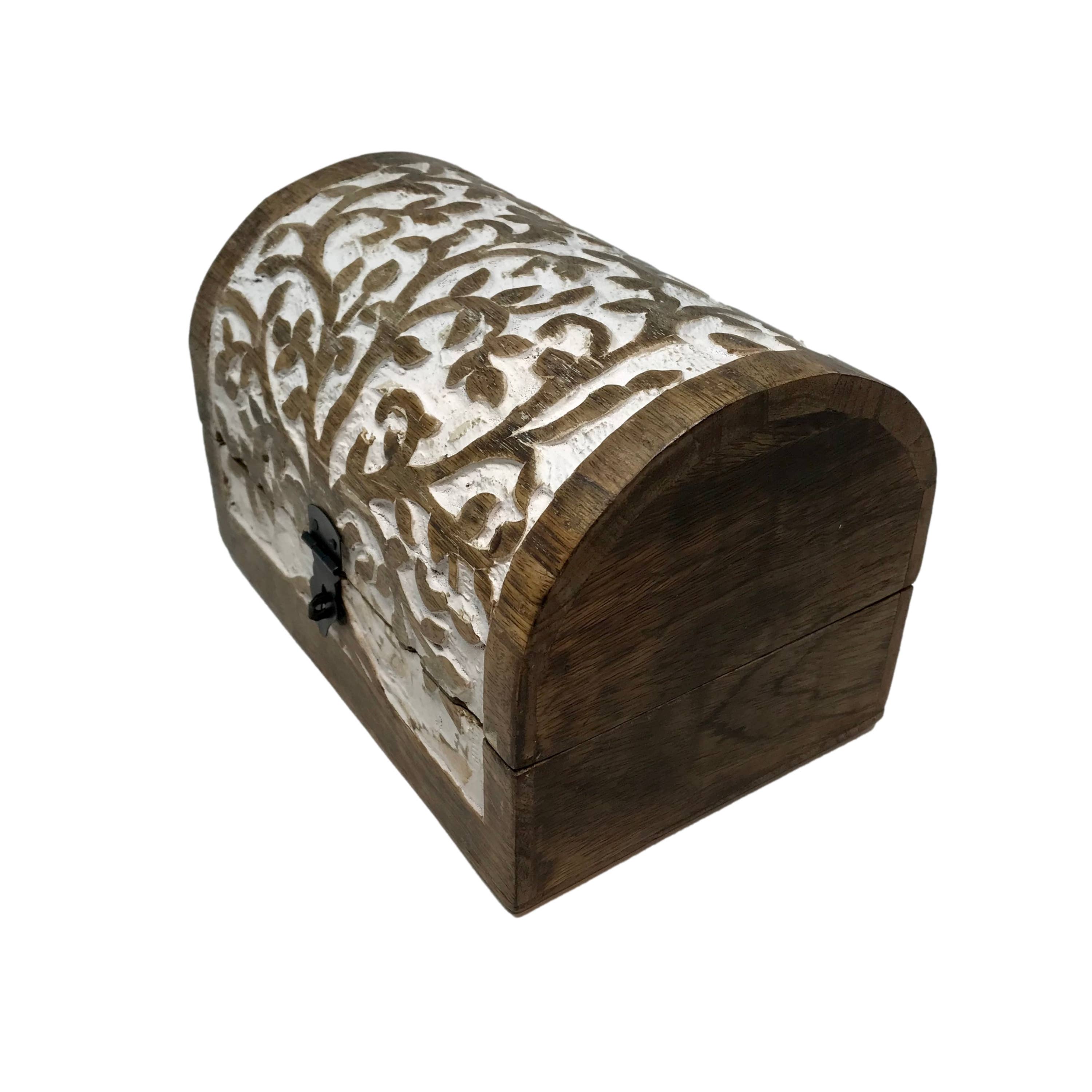 Wilco Home – Caixa decorativa por atacado – Caixa de Madeira Entalhada à Mão "Árvore da Vida" com Dobradiças Feriado10