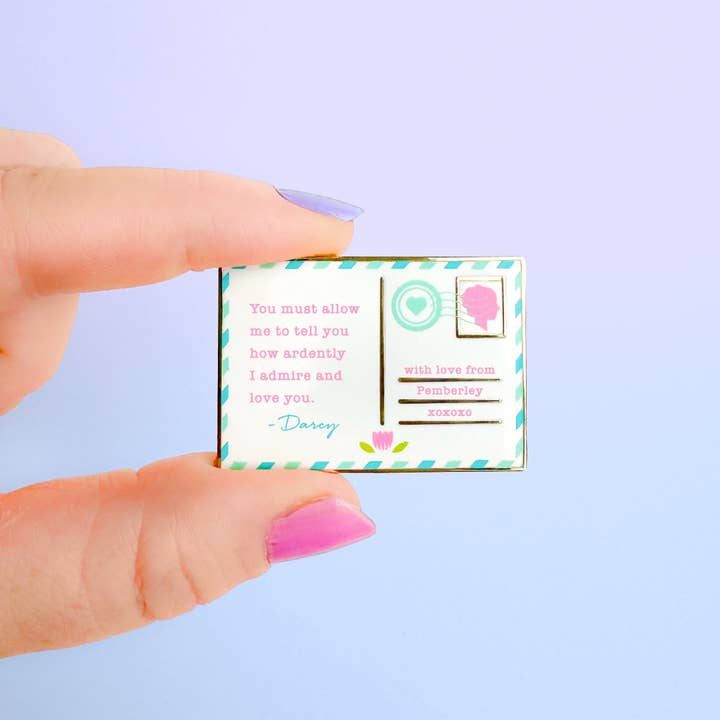 Joy Addict - Wholesale Lapel Pin/Button - Darcy's Postcard Enamel Pin1