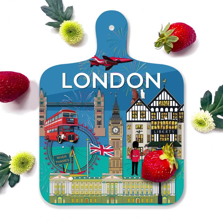 Cheese Board Double Sided Mini London Themed Gift Melamine for wholesale by Bean and Bemble