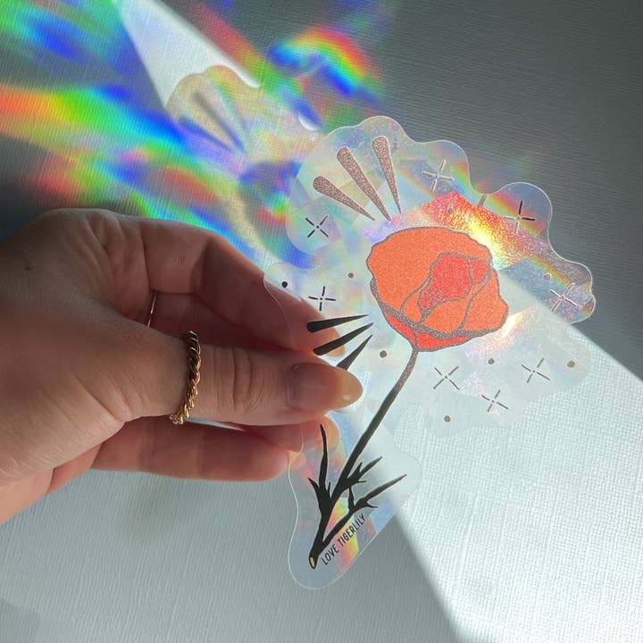 Poppy Rainbow Maker I August Birth Flower Suncatcher for wholesale by Love Tigerlily