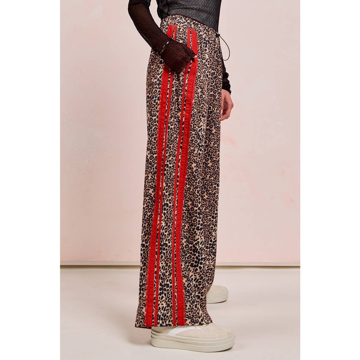 IVE - Wholesale Pants - Women's - Leopard Printed Track Pants Side Contrast Lace6