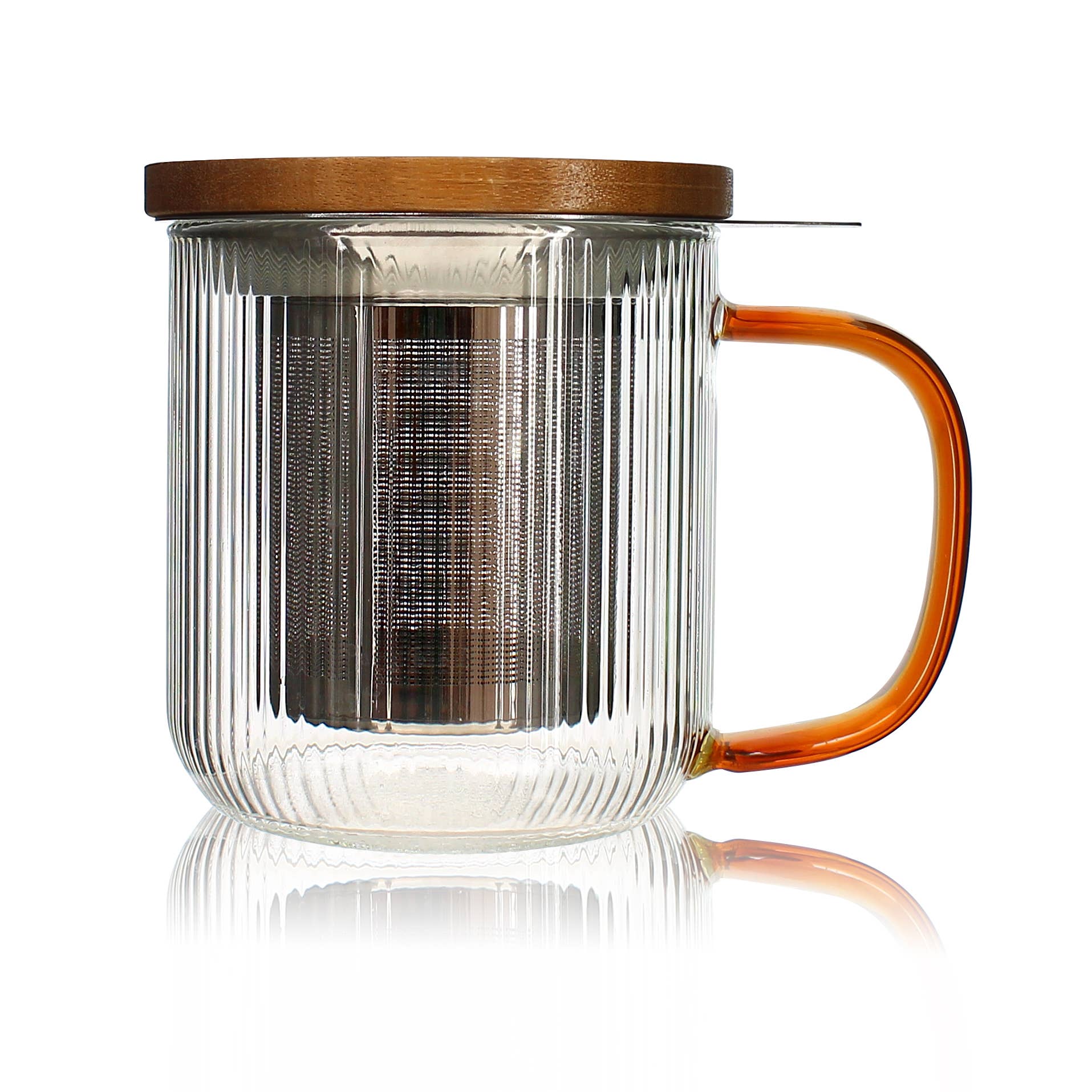 Ogo living - Vente Tasse à café/thé - Tisanière karl 300ml en verre borosilicate anse ambre1