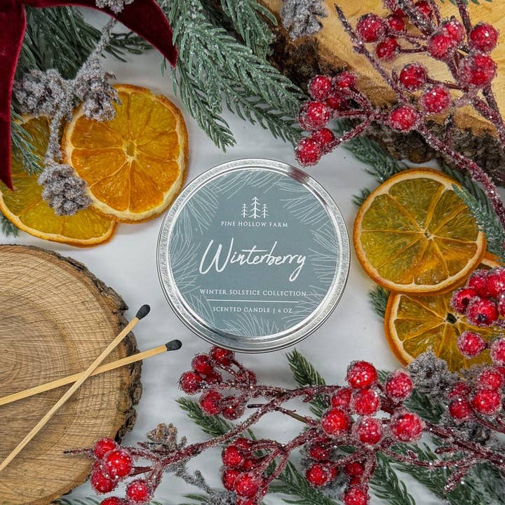Winterberry | Wood Wick Soy Candle | Holiday Christmas Scent for wholesale by Pine Hollow Farm LLC