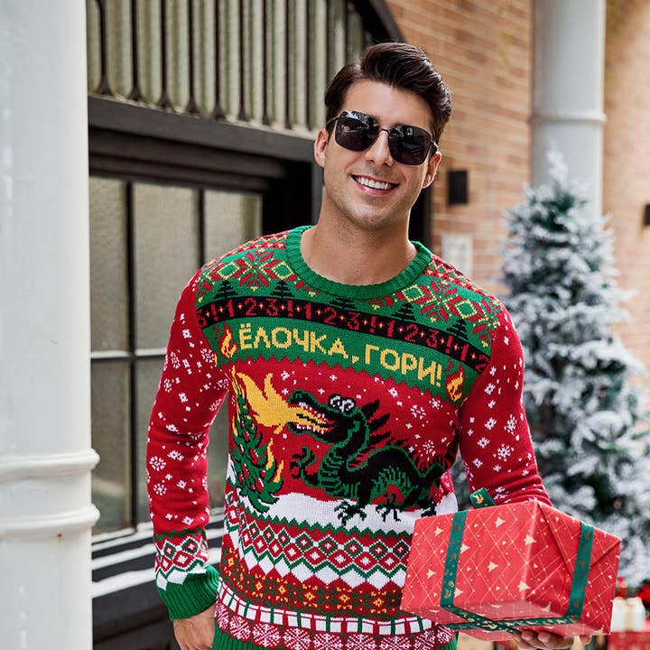 Kerstpatroon Gebreide Trui voor Mannen Casual Lange Mouw voor wholesale door SALINA TRADING INC