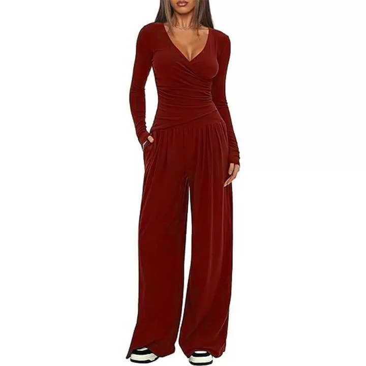 Marayn - Wholesale Top & Pant Set (NOT Loungewear) - Women's - 2025 Autumn Europe America Womens WideLeg Suit8