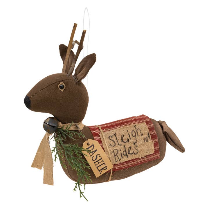 The Hearthside Collection - Wholesale Christmas decoration - Stuffed Primitive Sleigh Rides Dasher Reindeer Sitter