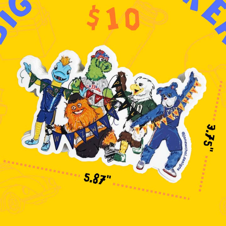 Autocolante da Equipa de Philly por atacado de Jane W. Choi Designs