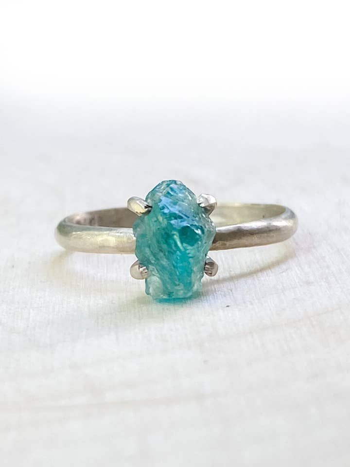"The Selkie" Raw Apatite Ring for wholesale by Silver Lily Studio