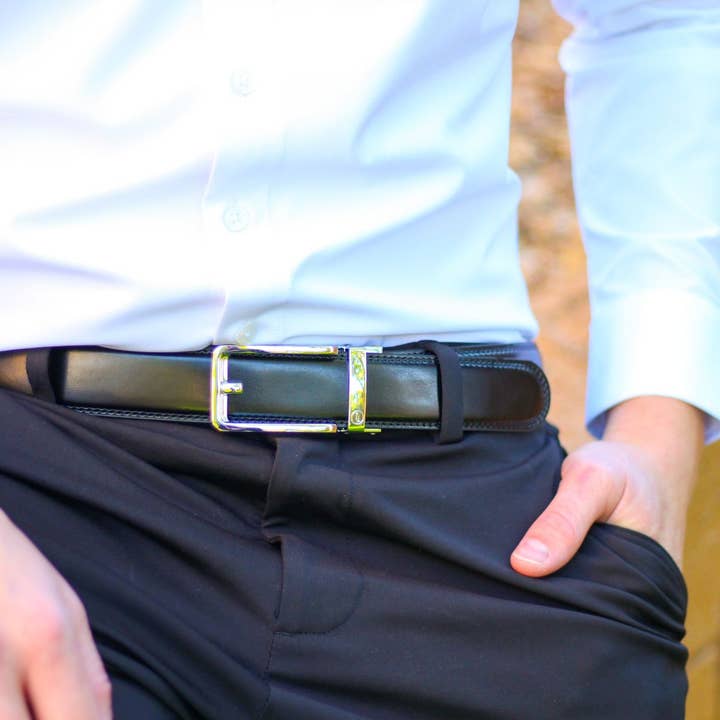 Tough Apparel - Wholesale Belt - Men's - Gloss Black Leather Ratchet Belt & Buckle Set