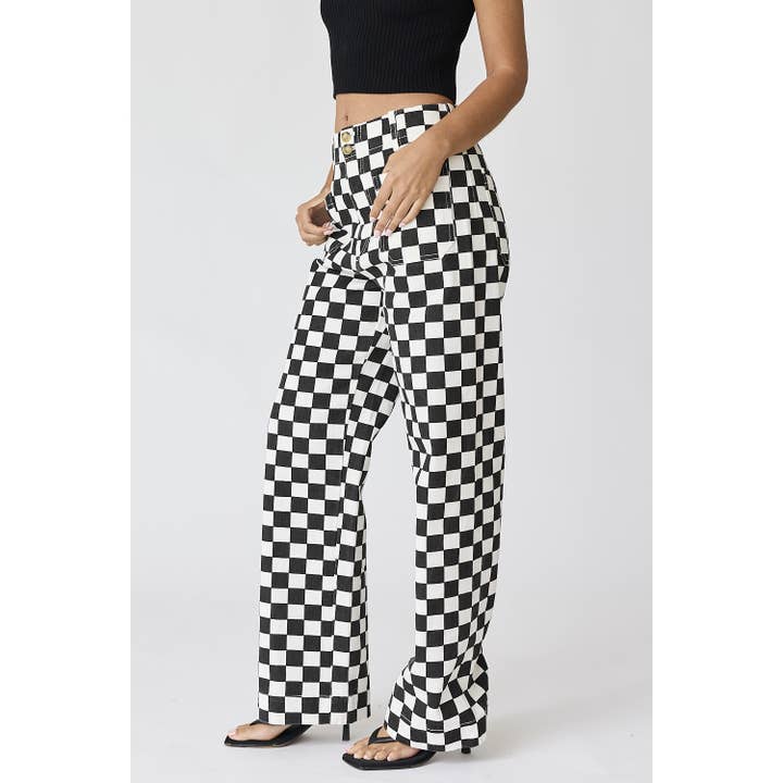 Apolline - Wholesale Pants - Women's - Demi Checkered Bottoms w Elastic Band2