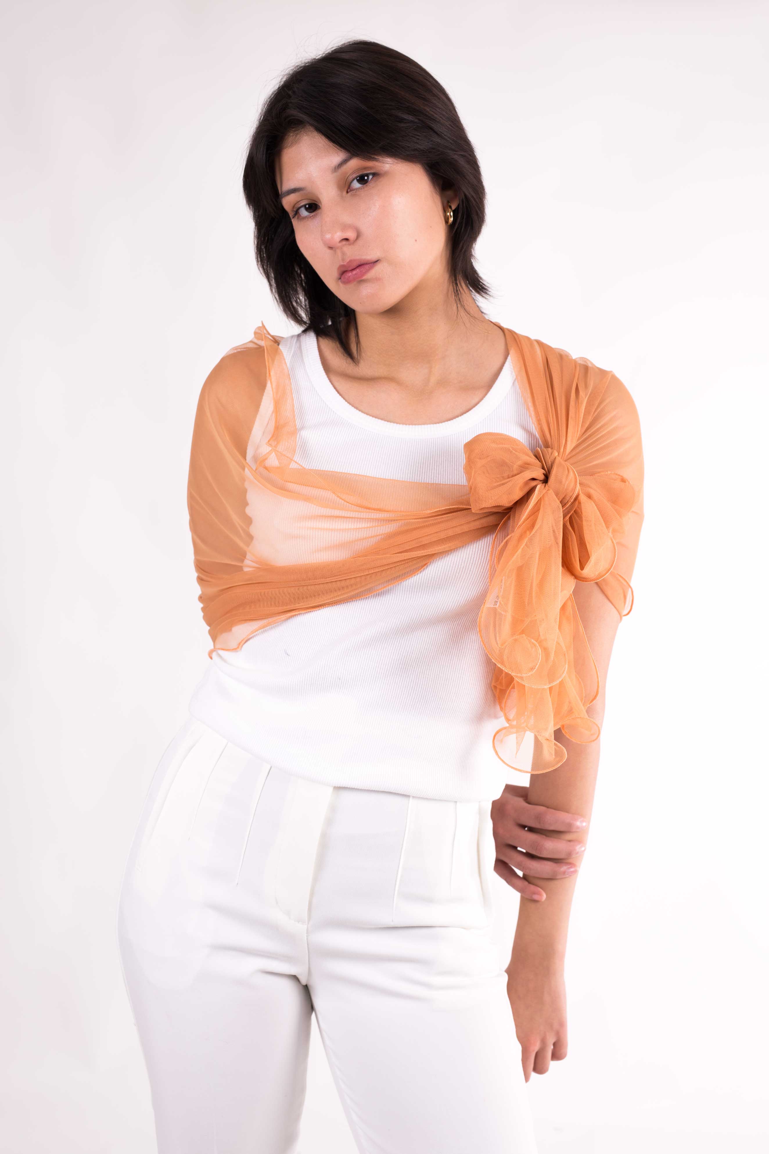 MR Complements - Vente Écharpe – femme - Châle en tulle grande taille aux bords ondulés80