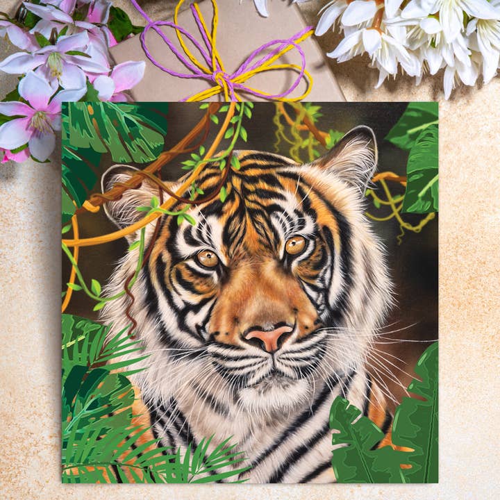 Wildlife Greeting Card - Tiger for wholesale by Irisha's Card Art
