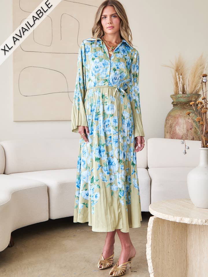 Midi-jurk met bloemenprint en knoopsluiting - XL voor wholesale door Current Air