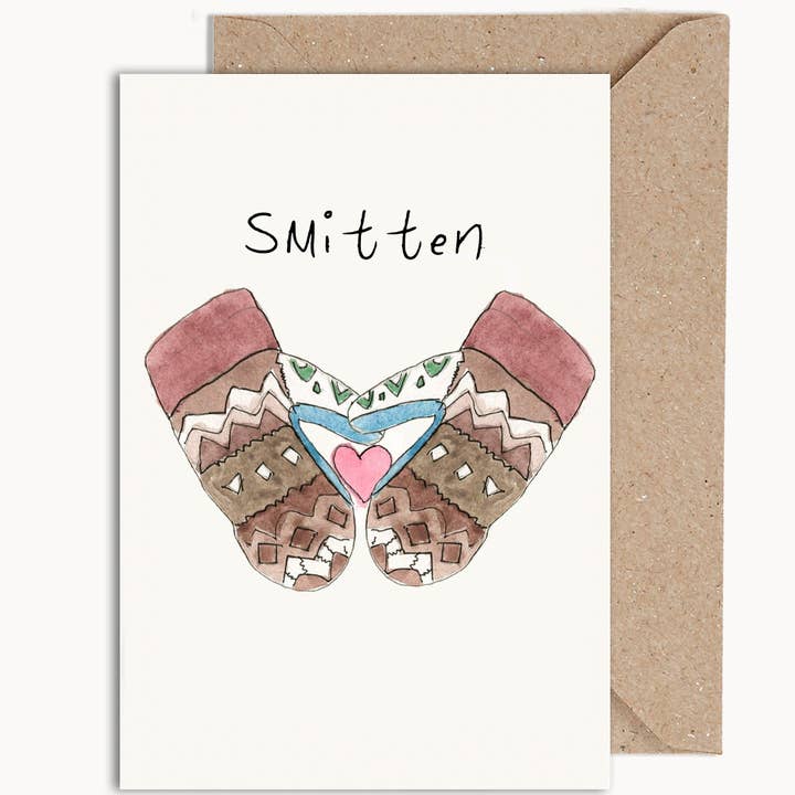 Smitten - Love Card with Kraft Envelope for wholesale by WeirdWatercolours