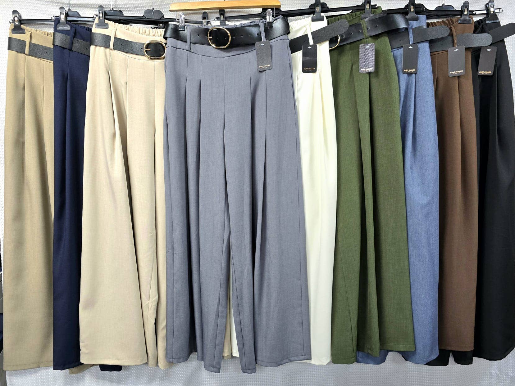Kurt Muller – wholesale Pants – Women's – KM Zra Classy Wide Leg Belted Trousers2