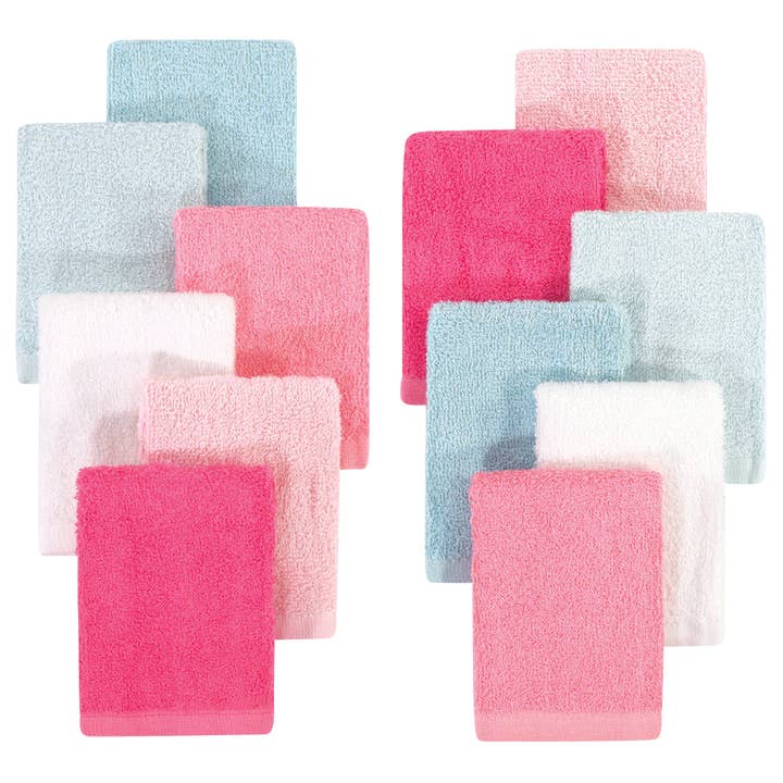 Hudson Baby Rayon from Bamboo Woven Washcloths 12pk, Coral Mint for wholesale by BabyVision
