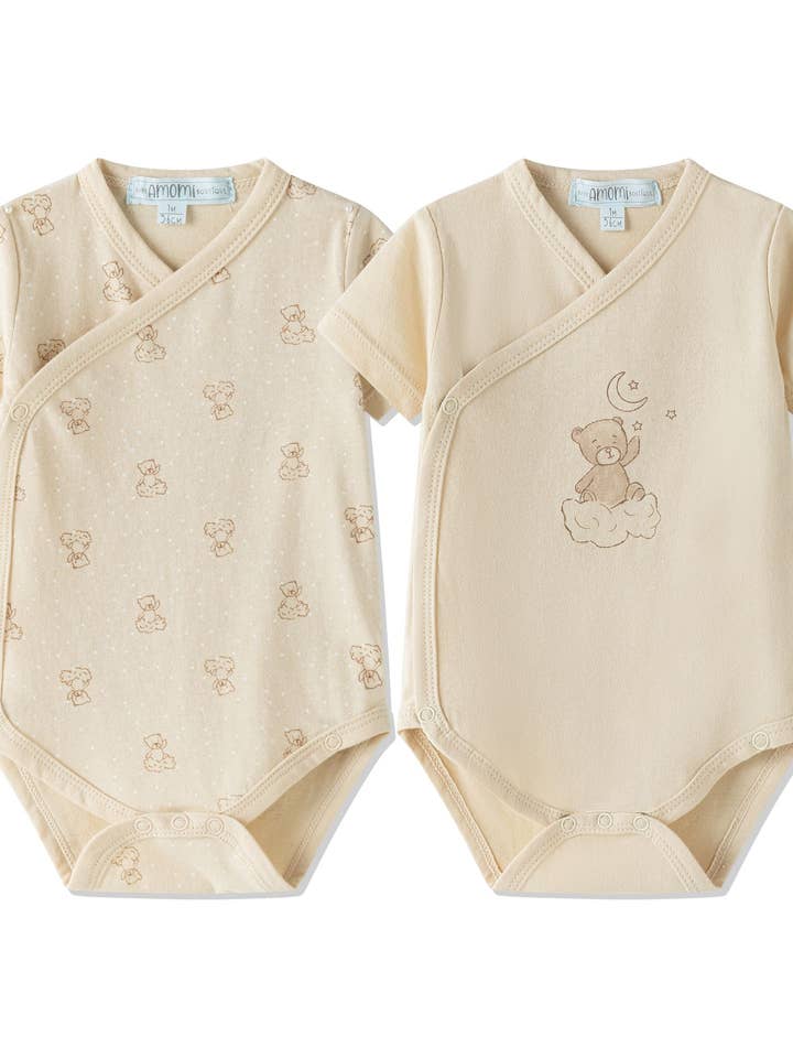 Kruisrompers met korte mouwen set van 2 BBV76084 voor wholesale door Newness Kids