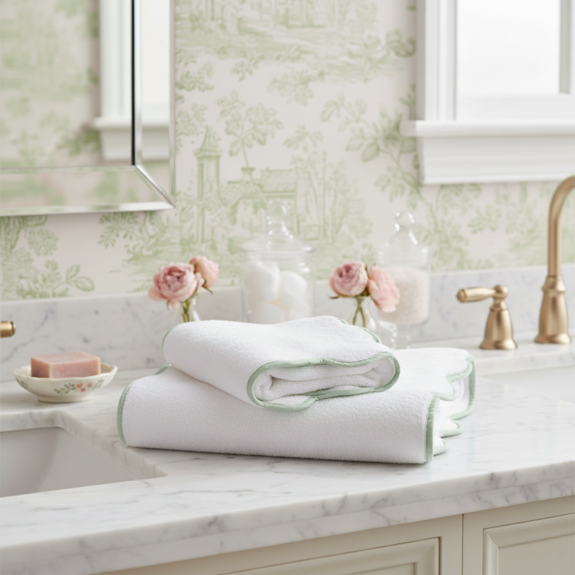 Lotus Linen – wholesale Badrumsmatta – Lyxig badrumsmatta i bomull med kammusselkanter102