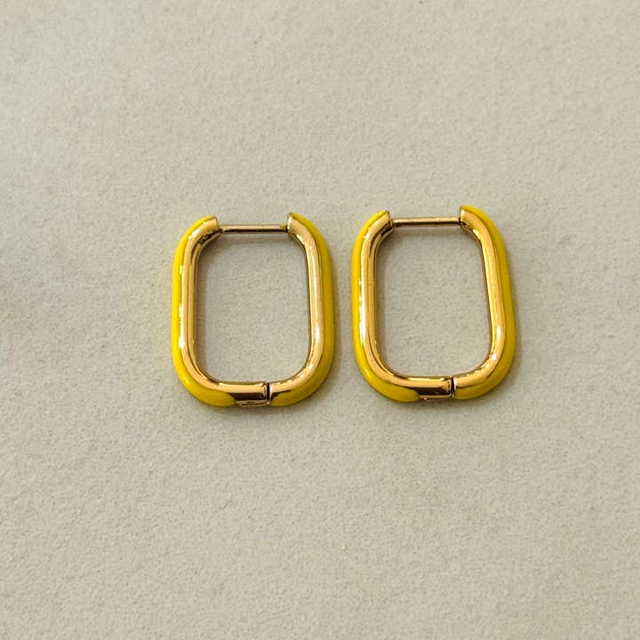 Cassette Barcelona - Wholesale Hoop Earrings - Colorful Rectangular Stainless Steel Earrings1