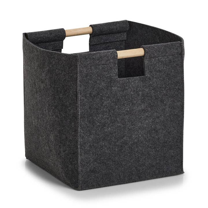 Anthrazit Aufbewahrungskorb, Filz/Holz, Anthrazit für den Großhandel auf Faire0