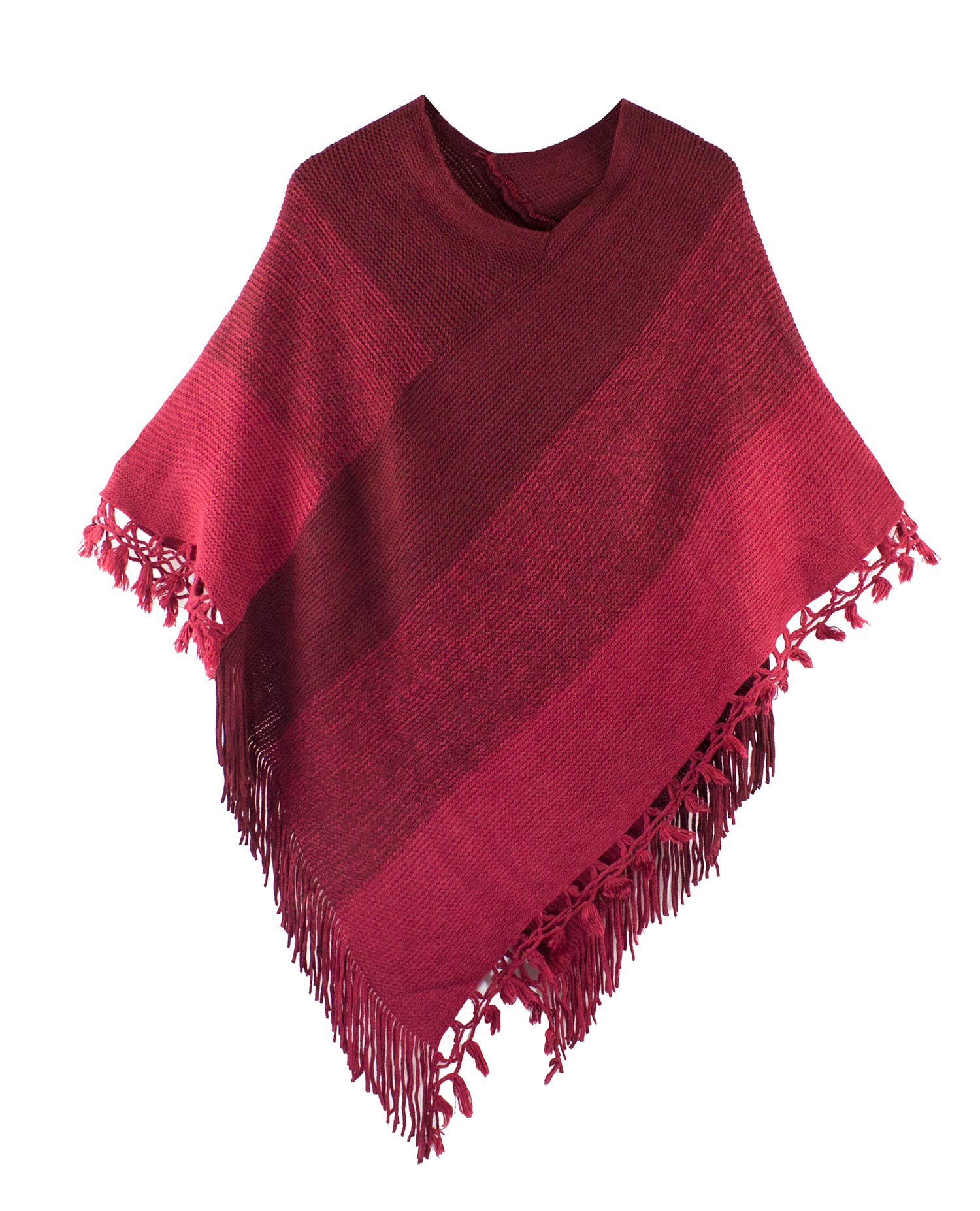 Fennco Styles - Venta al por mayor Poncho - Mujer - Suéter Poncho de Bloques de Color con Flecos34